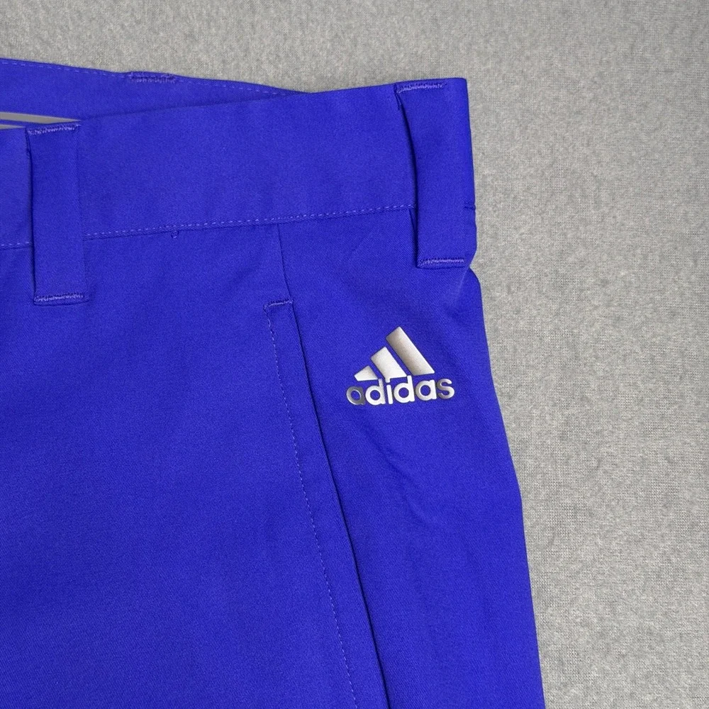Adidas Golf Pants Mens 40x30 Royal Blue Flat Front Performance Trousers 3 Stripe